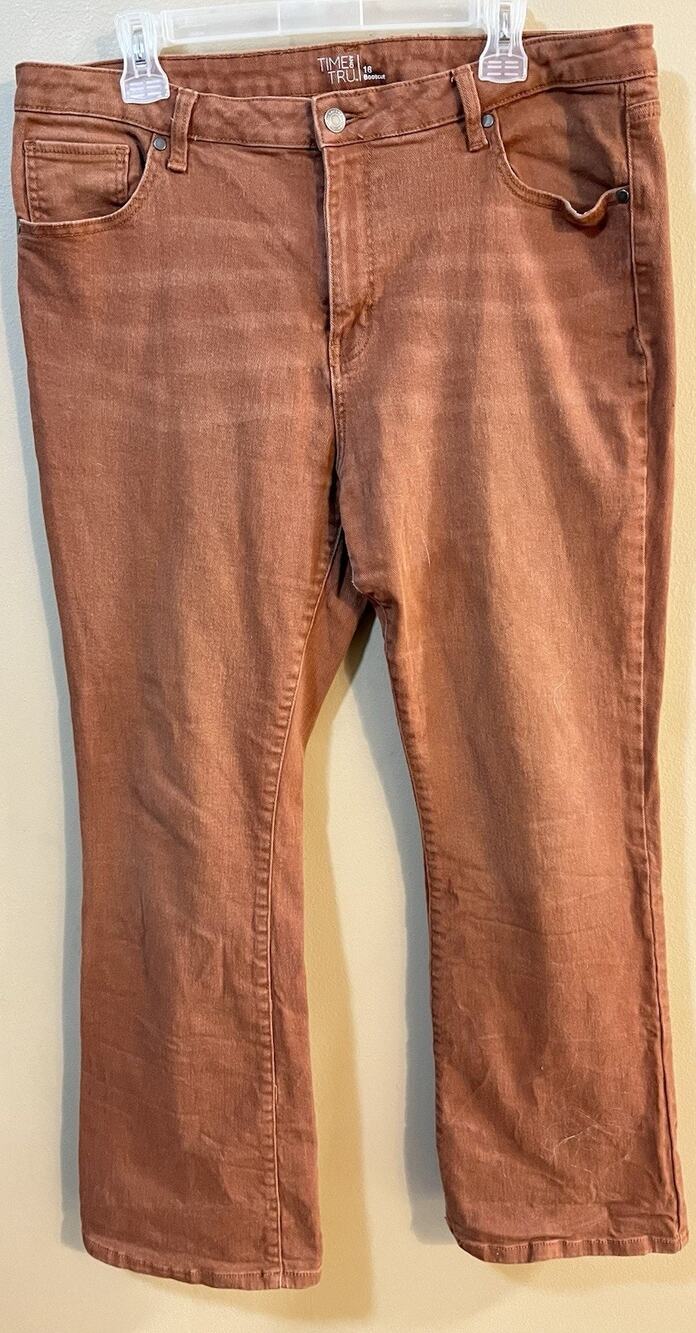 Time & Tru Women's Bootcut Jeans Size‎ 16 W39 L30 Cinnamon Brown Stretch Denim